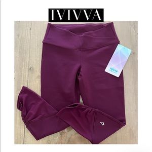 Ivivva Crop Leggings, Maroon, Size 12, NWT